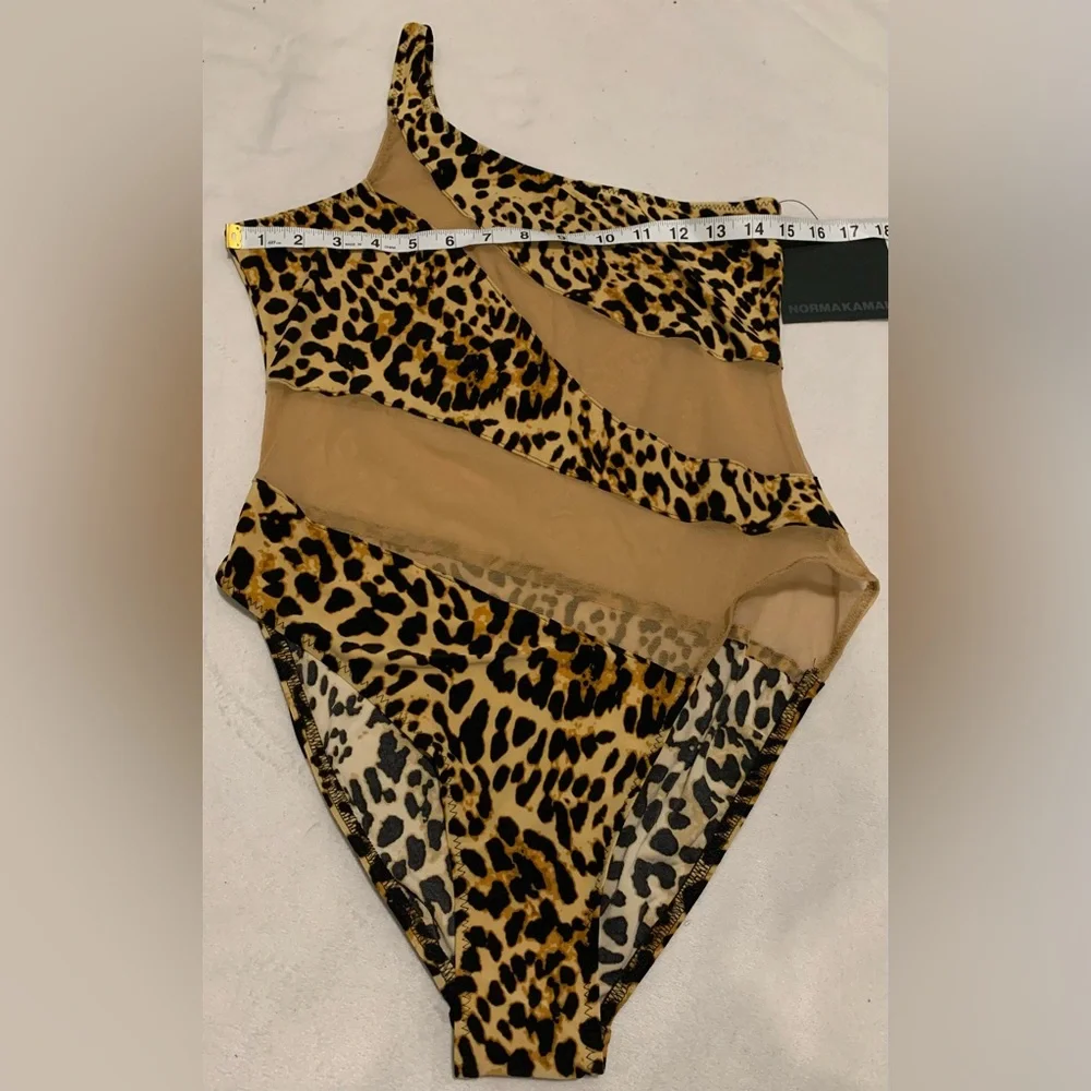Norma Kamali Snake Mesh Mio One-piece Swimsuit Size Large Nude Animal Print - Picture 12 of 13